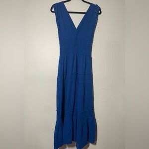 Felicite Gauzy Cotton Blue Maxi Dress Made in USA